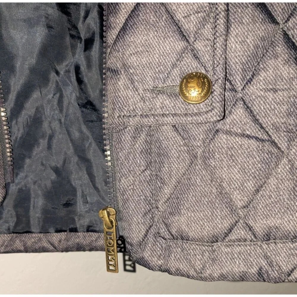 Tommy Hilfiger Womens Medium Quilted Jacket Gold Snap Buttons Zipper Gray - Picture 13 of 16